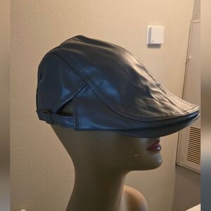 Sleek Women’s Faux Leather Visor Cap in Gray